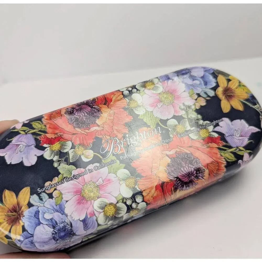 Brighton Navy & multicolor floral metal hard side sunglasses glasses case